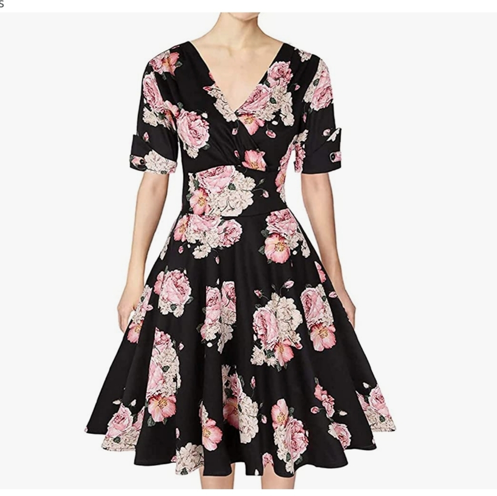 😍MINT LIMIT 1950s Vintage Wrap V Neck Half Sleeve Retro Cocktail Swing …
